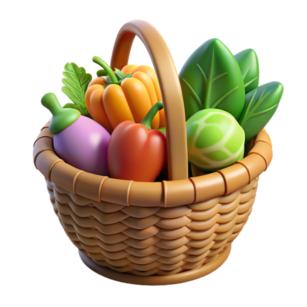 stunning minimalist Harvesting Basket Filled with Vegetables Transparent Background professional png