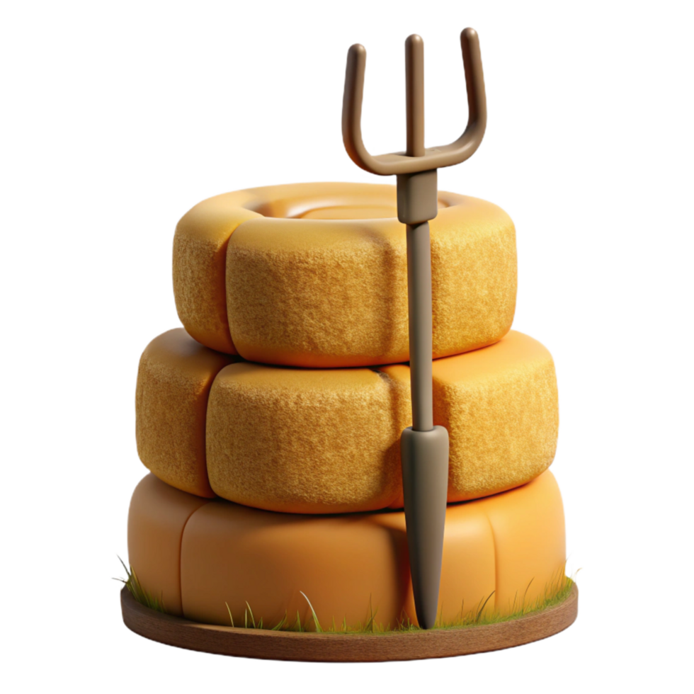 beautiful traditional Hay Bale Stack Cutout with Pitchfork high quality png