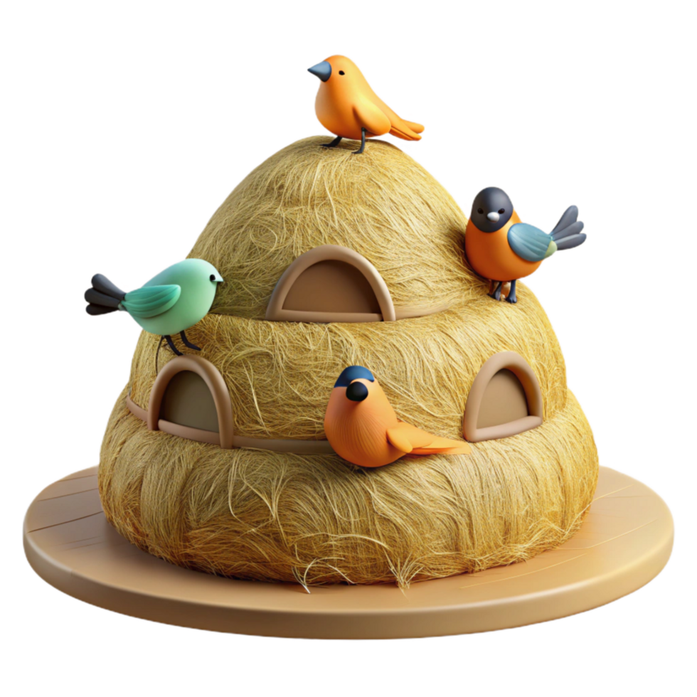serene contemporary Haystack Cutout with Birds on Top exclusive png