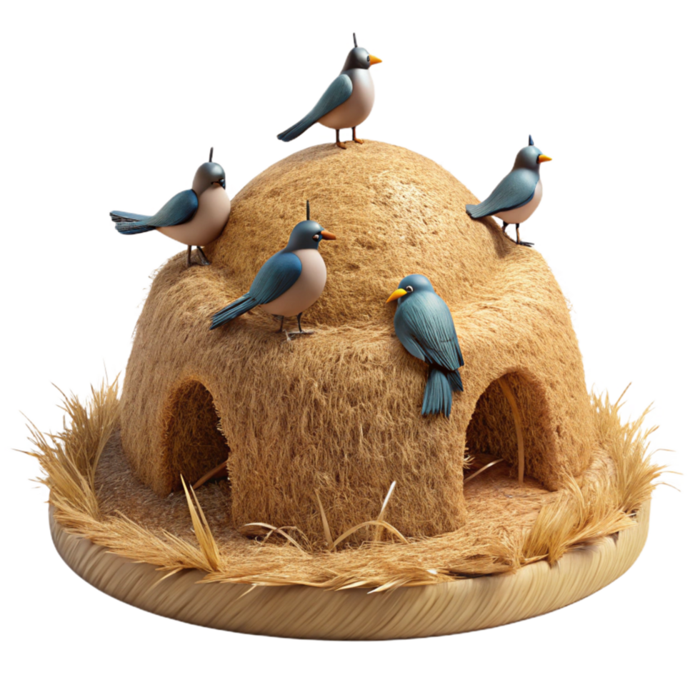 elegant abstract Haystack Cutout with Birds on Top genuine png