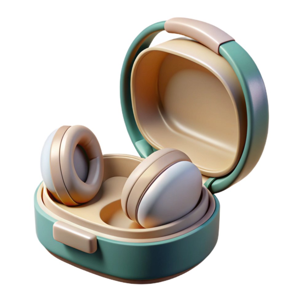dramatic minimalist Headphones Case Open Empty Interior Isolated Cutout professional png