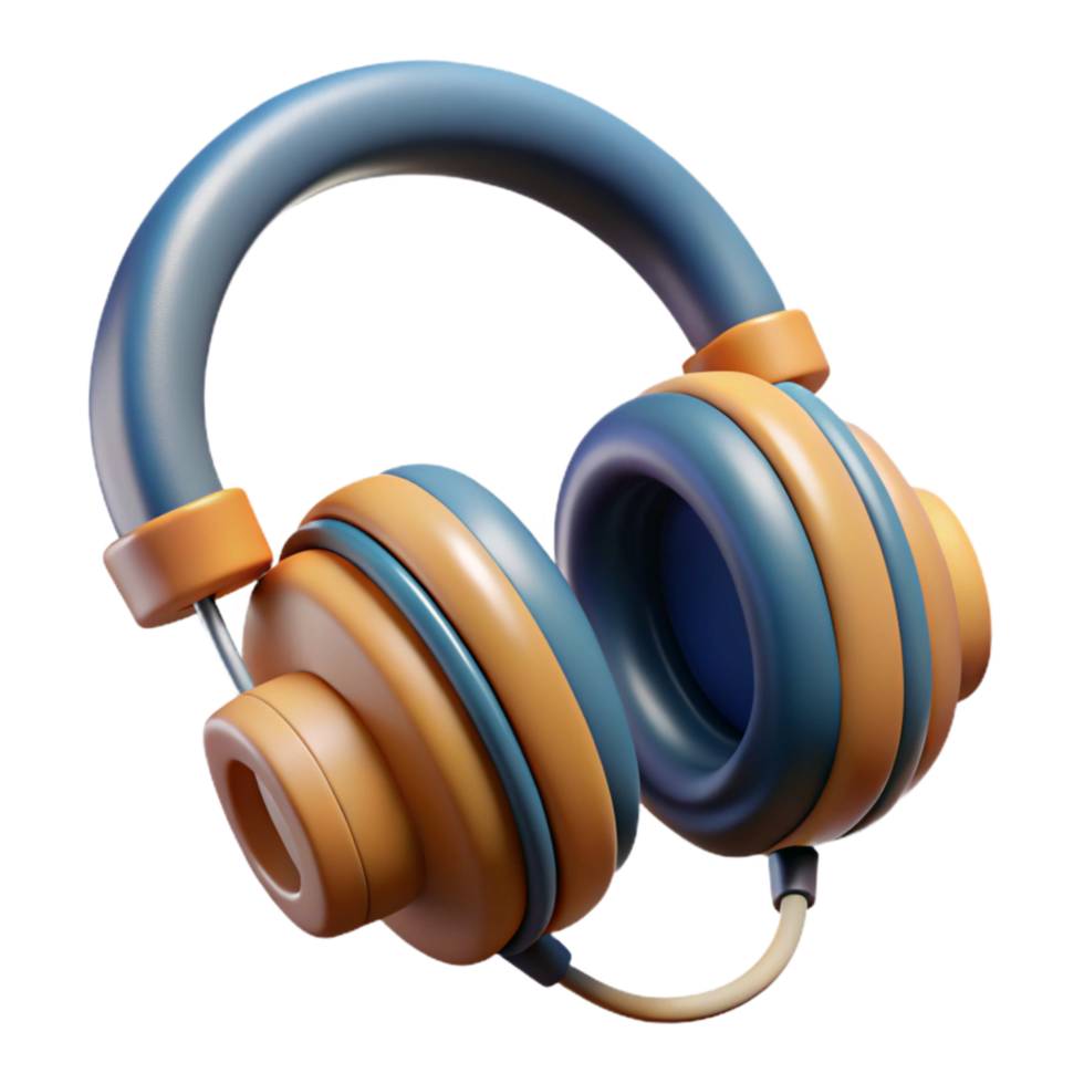 magnificent classic Headphones Top View with Cable Wrapped Neatly Cutout on Transparent Background authentic png