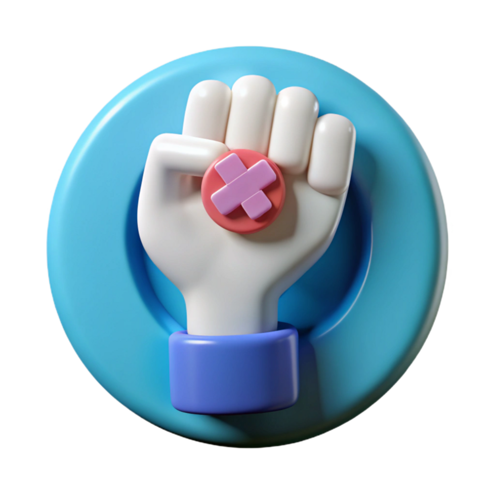 dramatic artistic Health Advocacy Icon with Raised Fist Transparent Background high resolution png