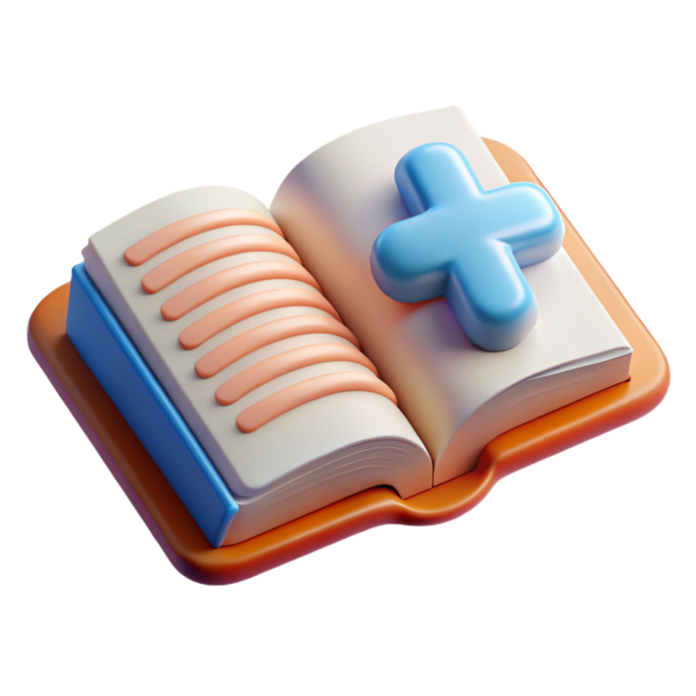 magnificent minimalist Health Education Icon with Open Book Transparent Background premium png