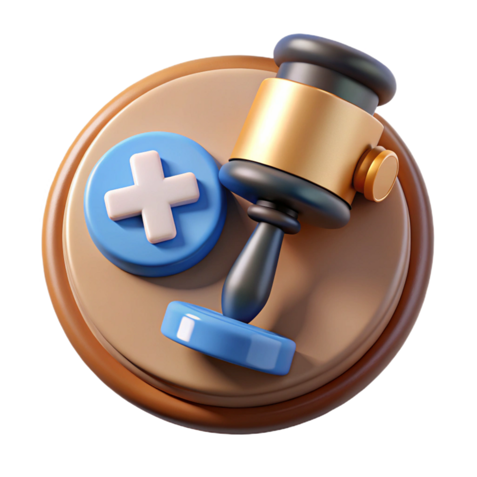 elegant abstract Health Policy Icon with Gavel Isolated Cutout png