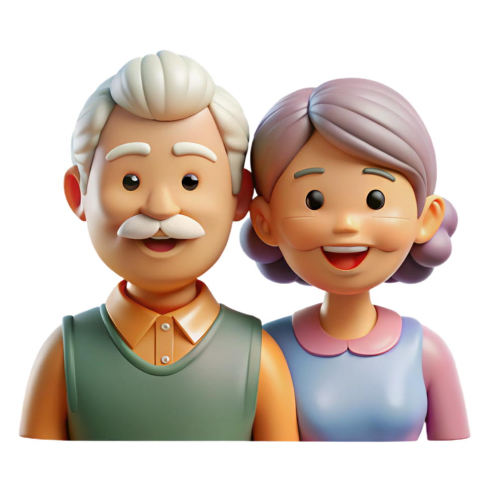 serene traditional Healthy Aging Icon with Elderly Couple Isolated Element genuine png