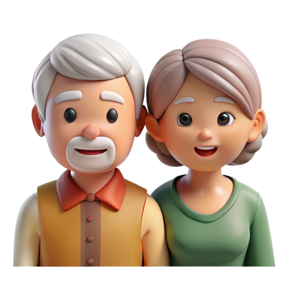 elegant abstract Healthy Aging Icon with Elderly Couple Isolated Element high quality png
