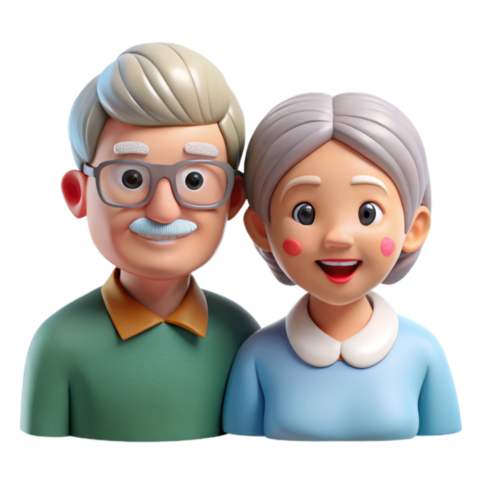serene contemporary Healthy Aging Icon with Elderly Couple Isolated Element genuine png