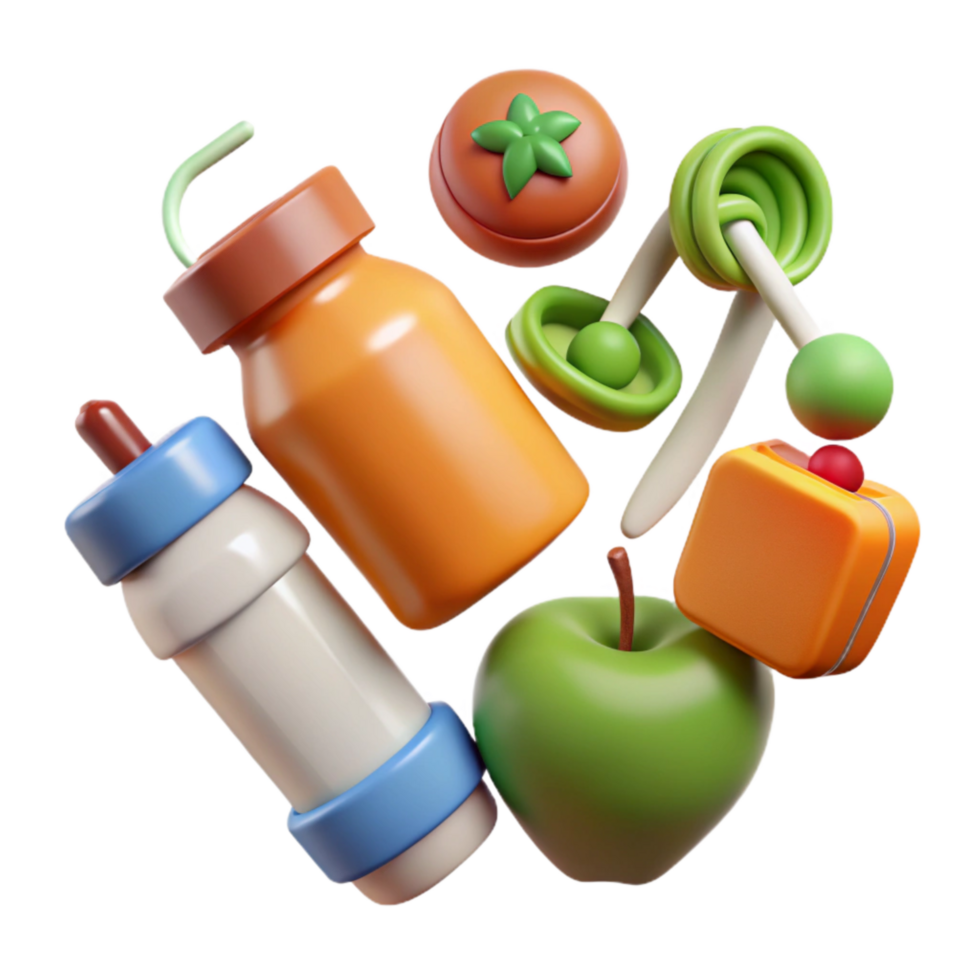 vibrant abstract Healthy Lifestyle Icons Set Flat Design genuine png