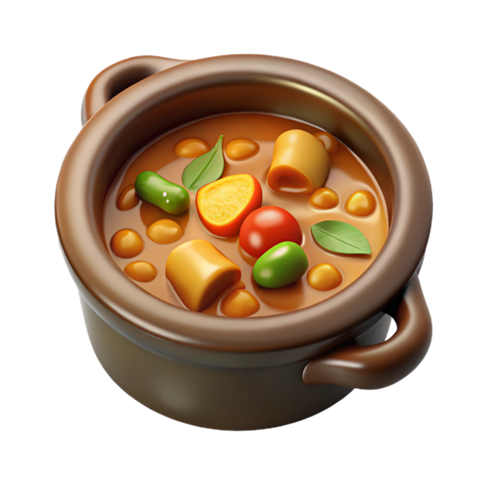 serene contemporary Hearty Vegetable Stew Top View Isolated png