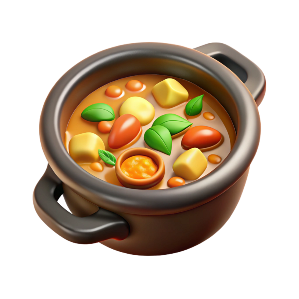 beautiful artistic Hearty Vegetable Stew Top View Isolated original png