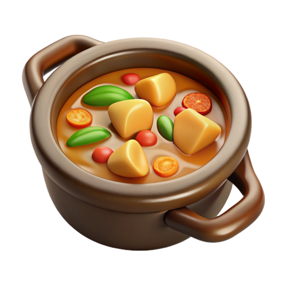impressive classic Hearty Vegetable Stew Top View Isolated authentic png