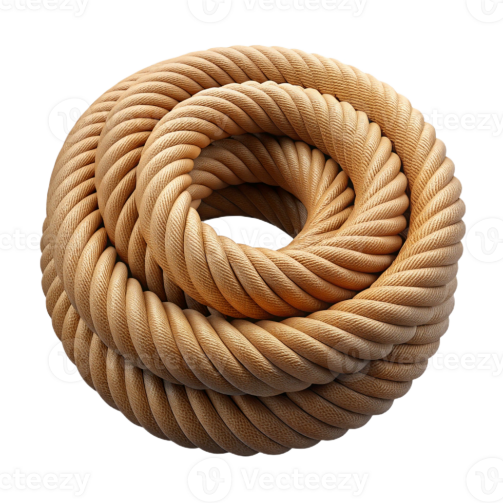 stunning artistic Hemp Rope Coil Brown Transparent Background high quality png