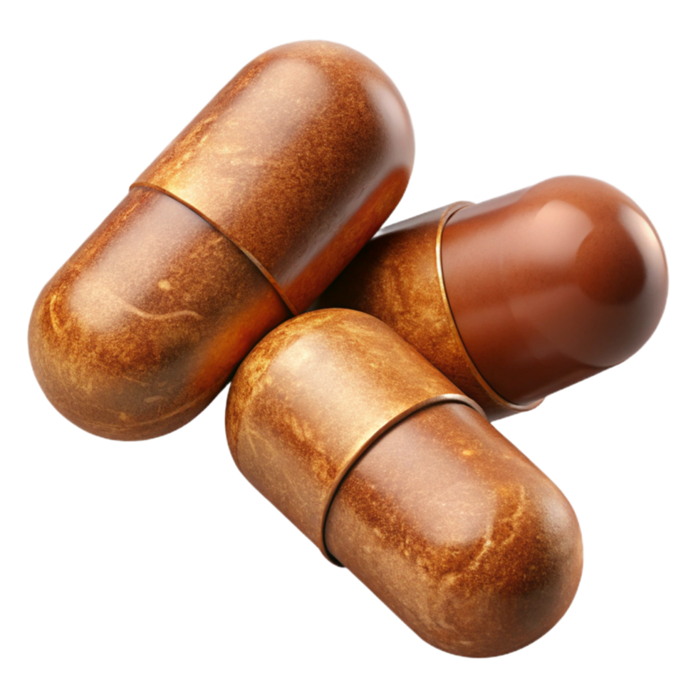 wonderful vintage Herbal Supplement Capsules Brown Color detailed png