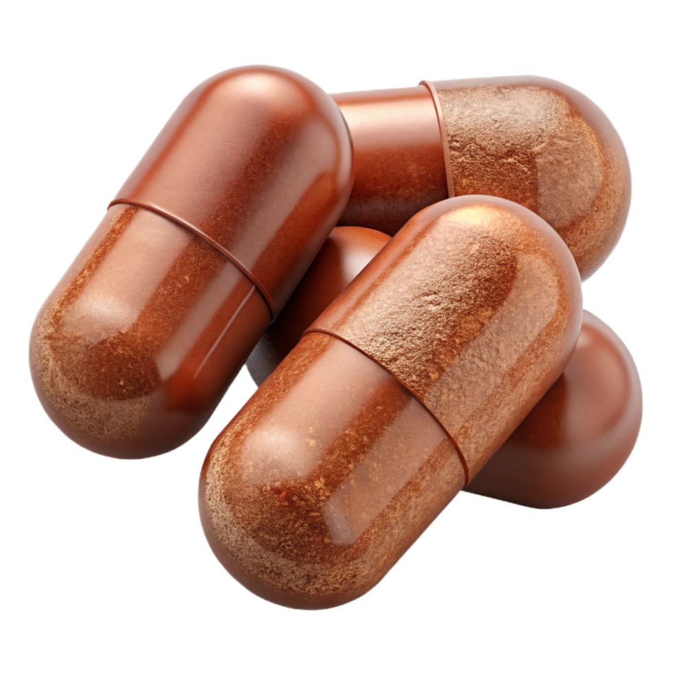 stunning vintage Herbal Supplement Capsules Brown Color detailed png