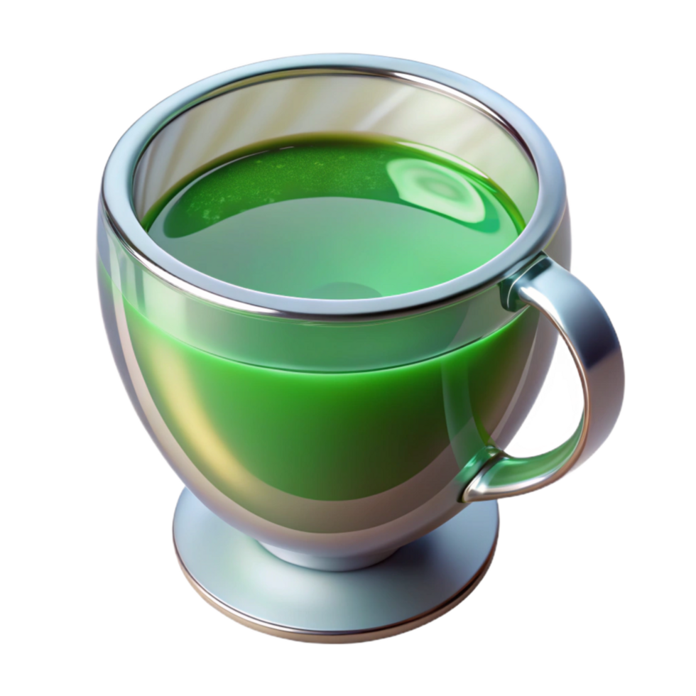 impressive creative Herbal Tea Cup Green Liquid Transparent Background high quality png