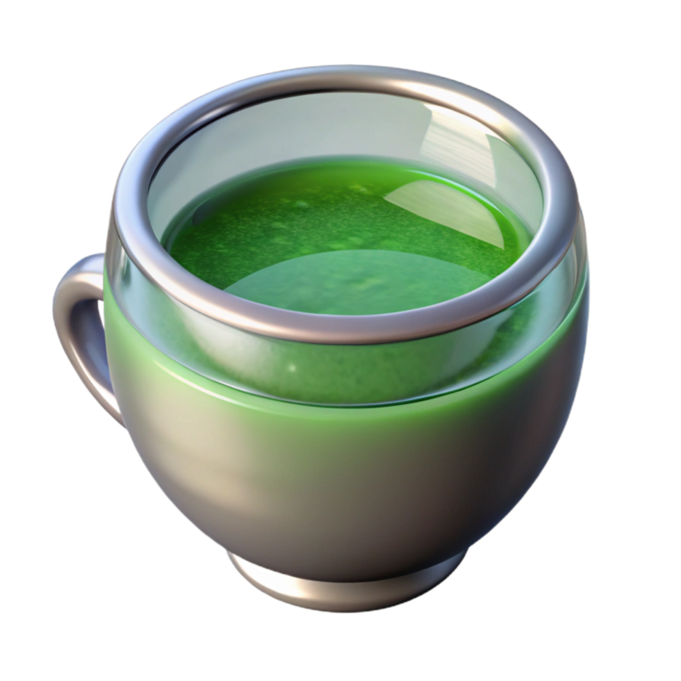 beautiful abstract Herbal Tea Cup Green Liquid Transparent Background exclusive png