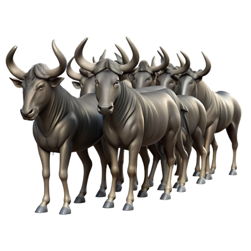 serene abstract Herd of Wildebeest Migration Silhouette Transparent Background high quality png