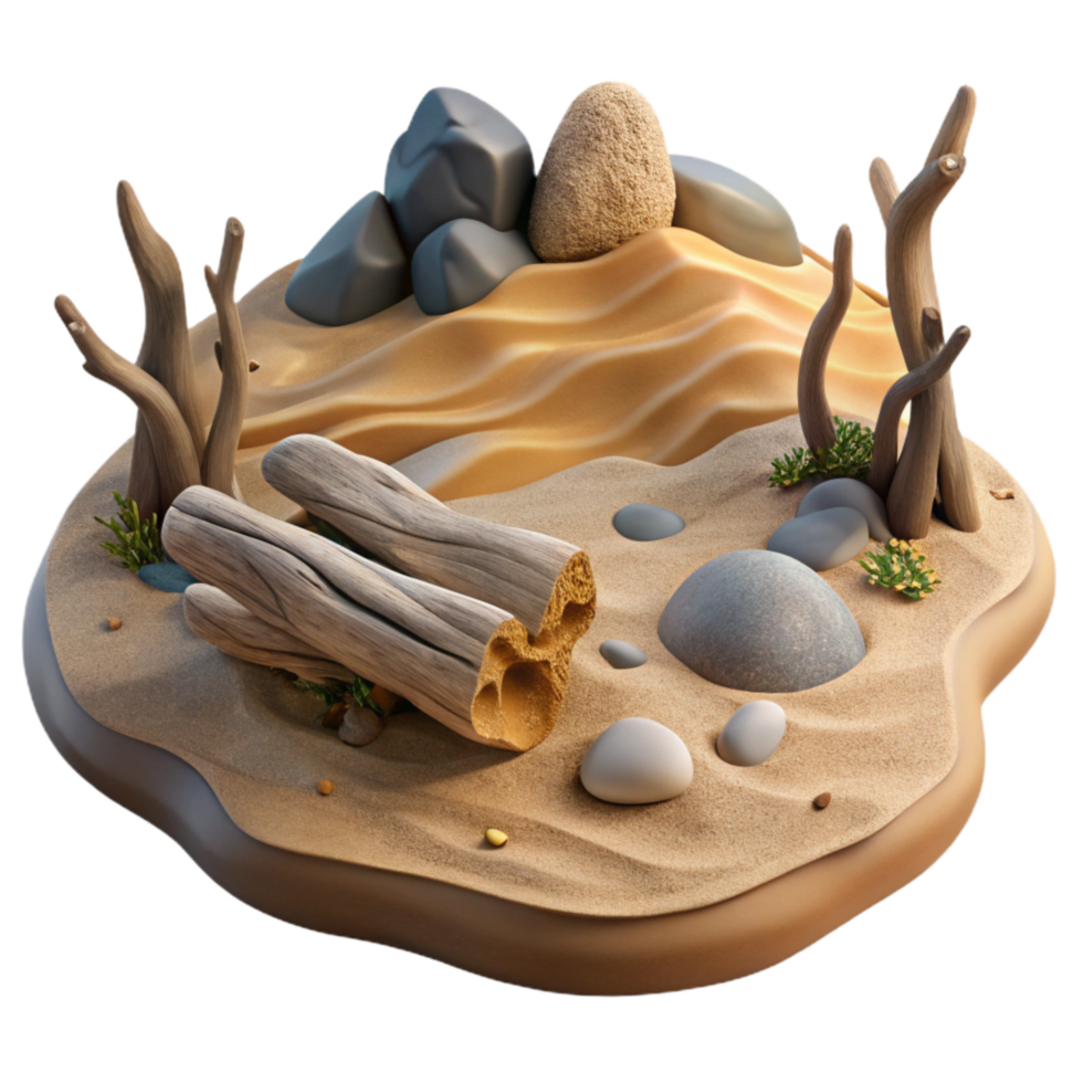 stunning minimalist Hidden Beach Driftwood Sand Dunes Transparent Background exclusive png