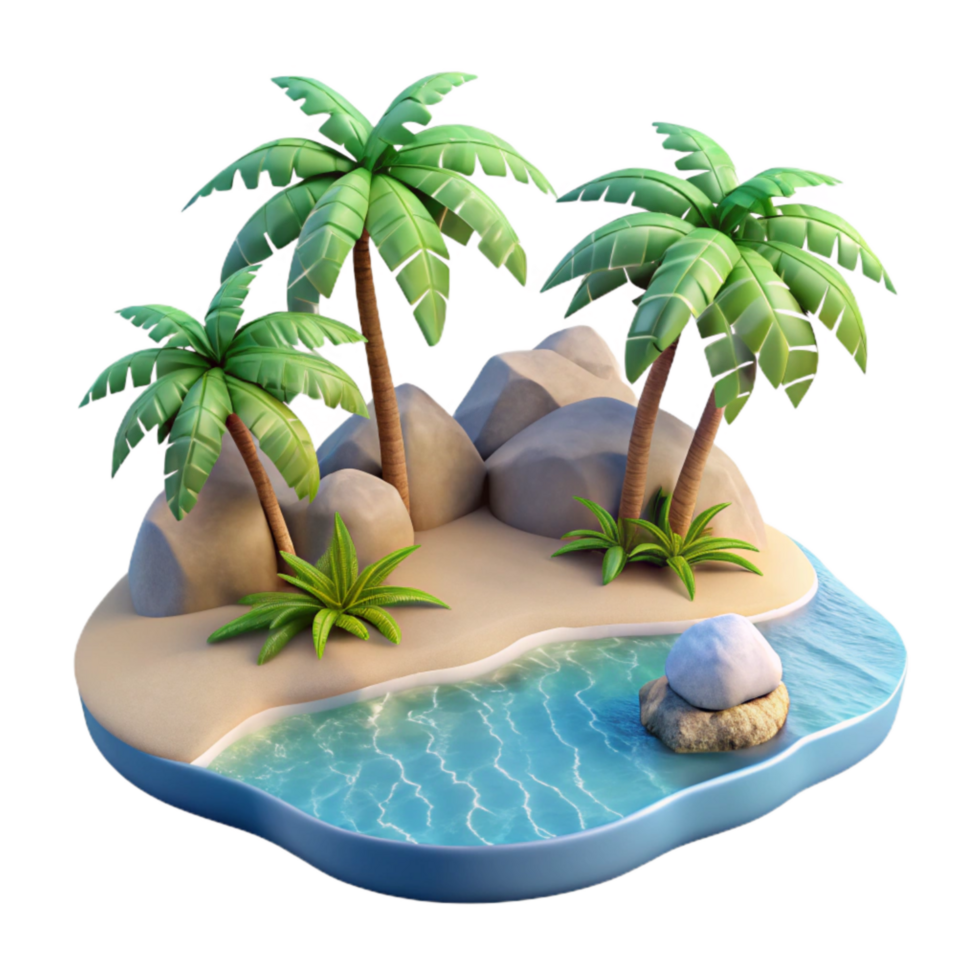vibrant abstract Hidden Beach Palm Trees Ocean View Transparent Background png