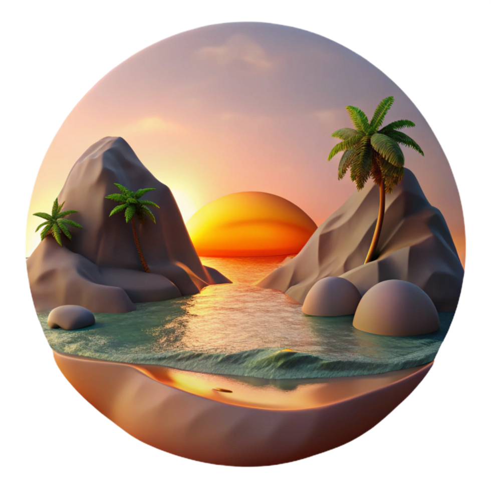dramatic rustic Hidden Beach Sunset Orange Sky Transparent Background authentic png