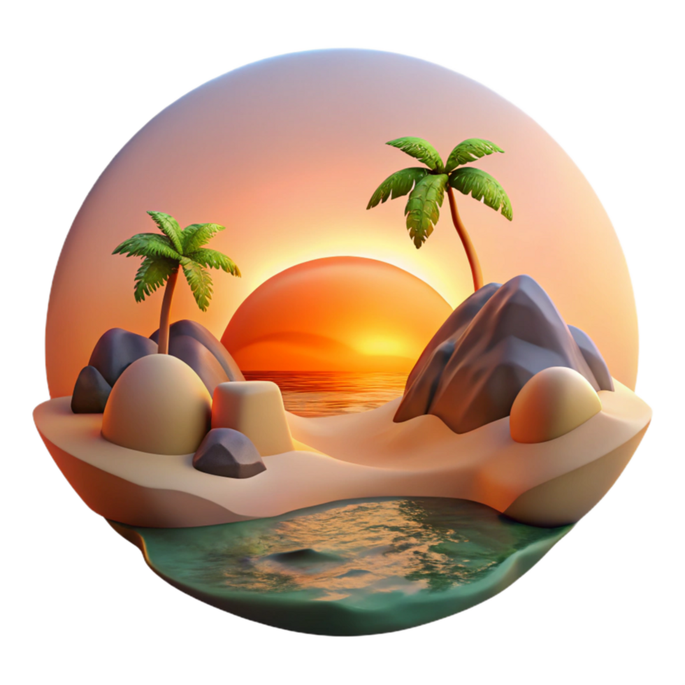 beautiful traditional Hidden Beach Sunset Orange Sky Transparent Background authentic png