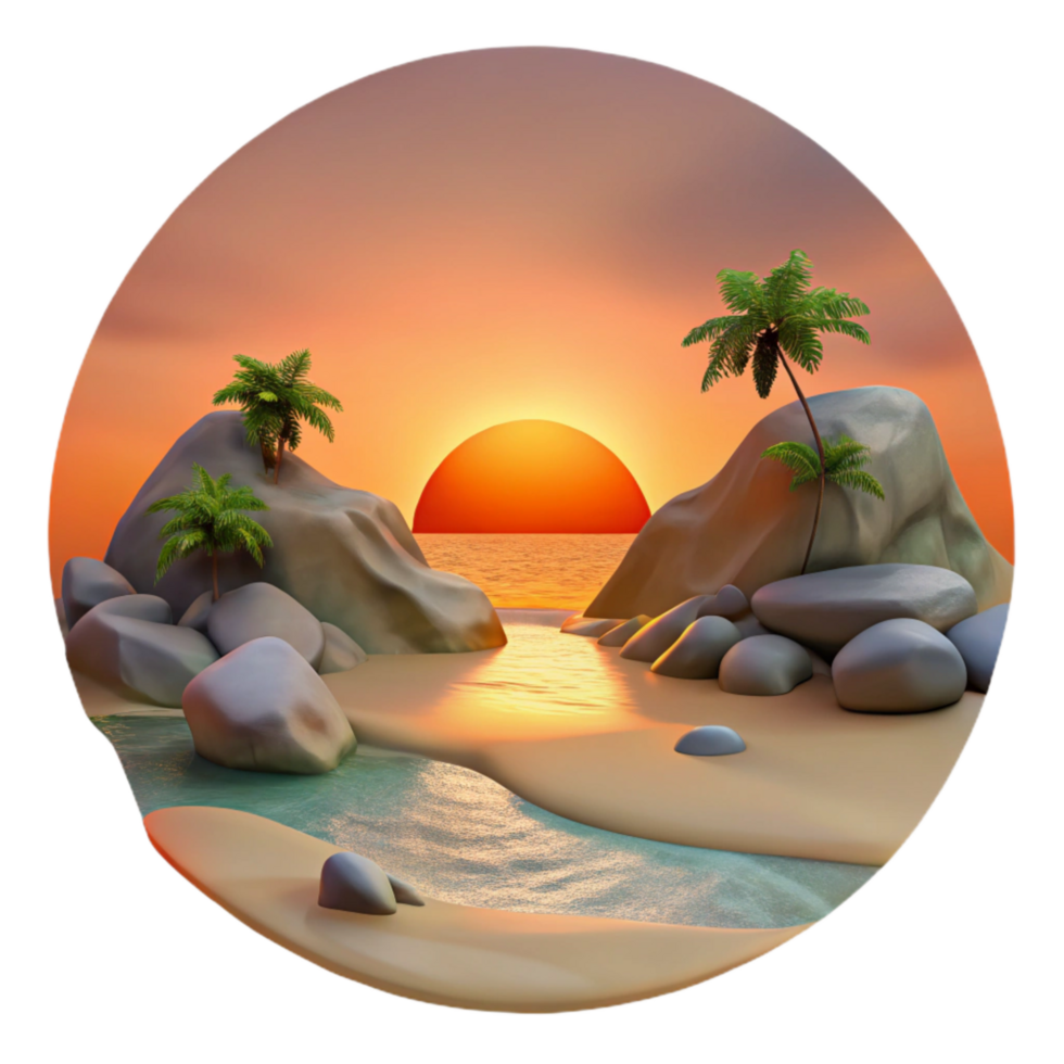 elegant classic Hidden Beach Sunset Orange Sky Transparent Background authentic png