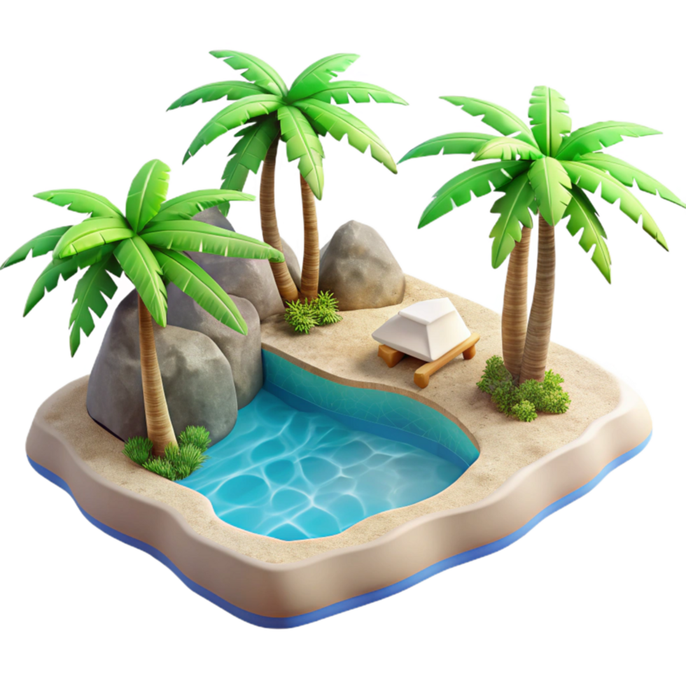 serene rustic Hidden Beach Palm Trees Ocean View Transparent Background authentic png