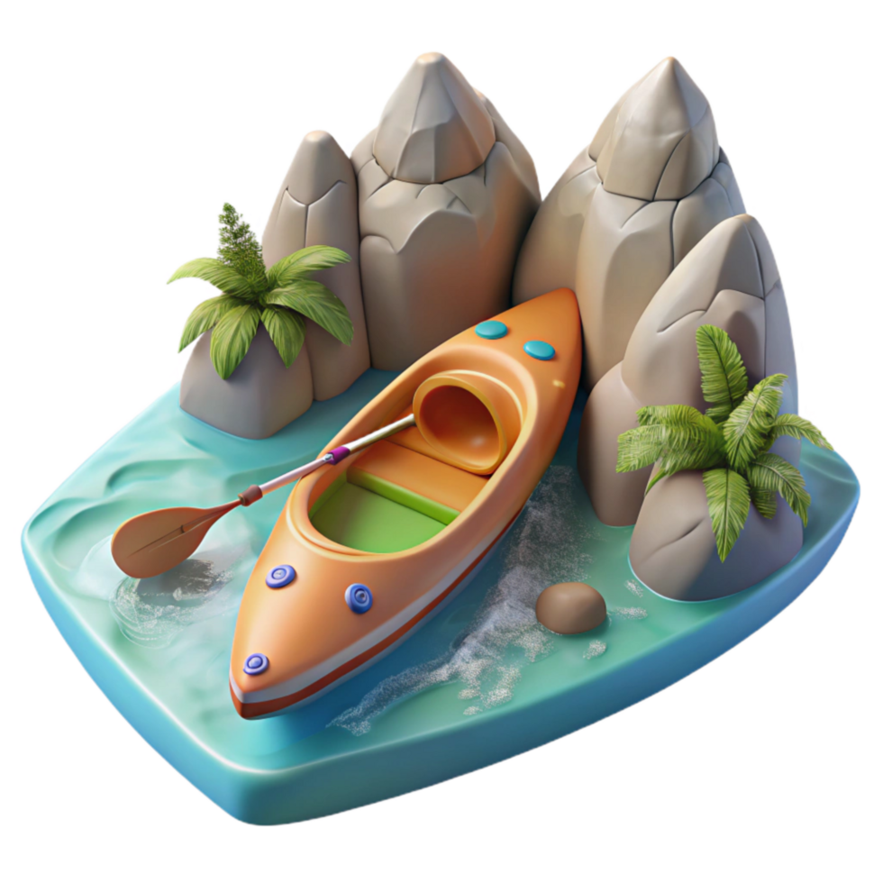beautiful contemporary Hidden Cove Kayak Paddling Transparent Background high resolution png