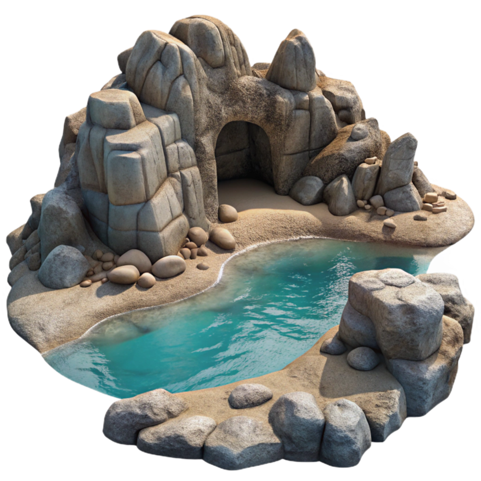 elegant rustic Hidden Cove Rocky Shore Transparent Background exclusive png