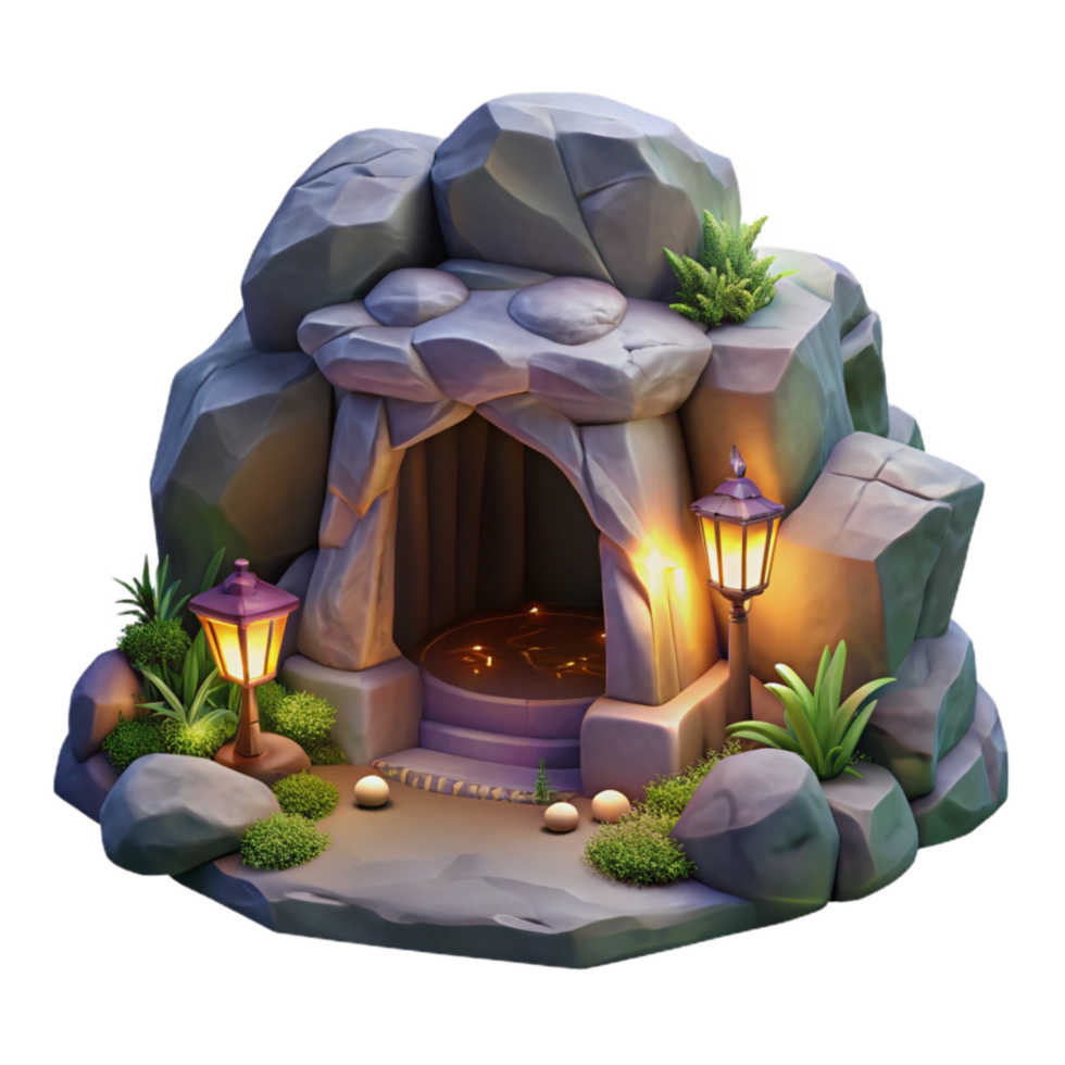magnificent rustic Hidden Grotto Dimly Lit Cutout high quality png