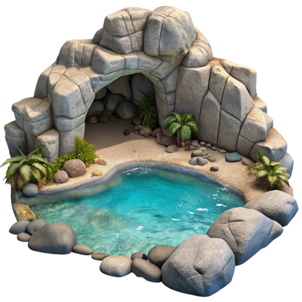 serene traditional Hidden Cove Rocky Shore Transparent Background exclusive png