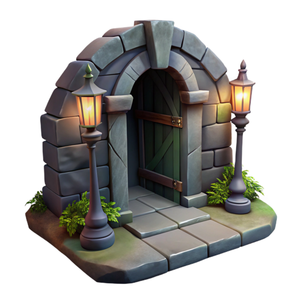 serene rustic Hidden Passage Dark Shadows Transparent Background high quality png
