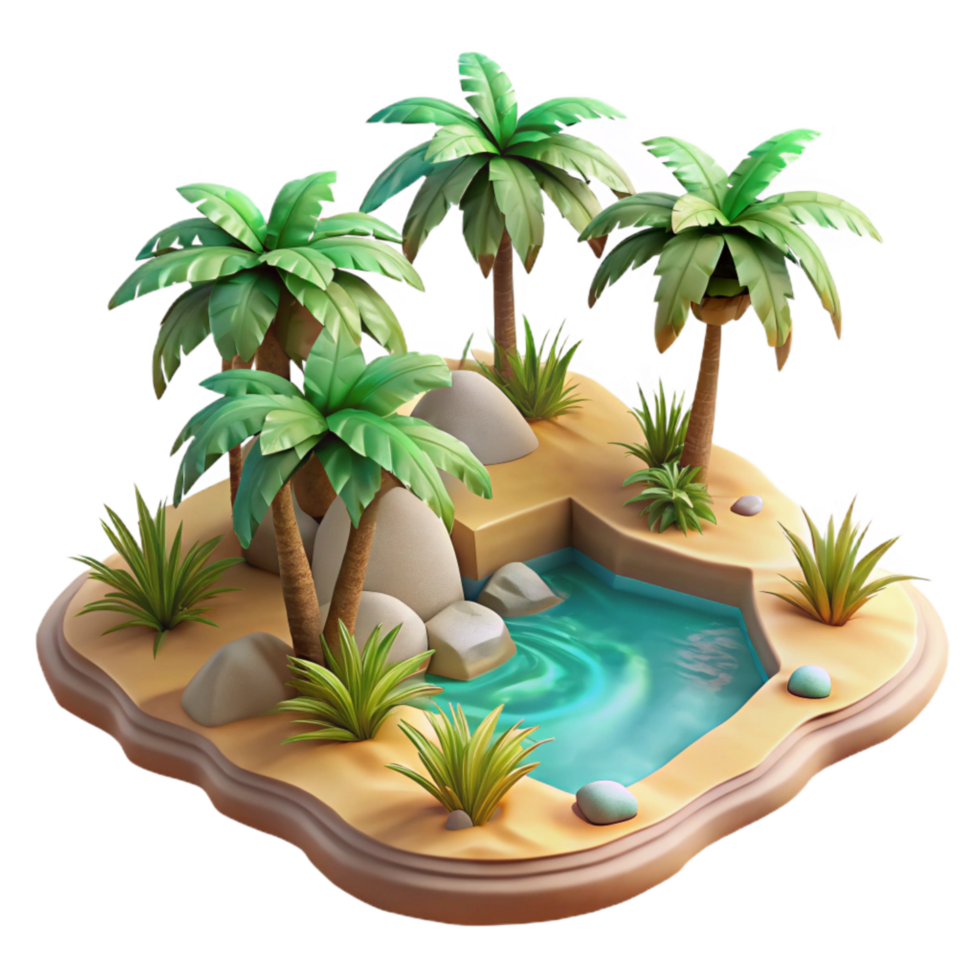 serene traditional Hidden Oasis Palm Trees Transparent Background genuine png