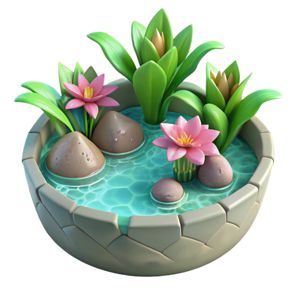 serene creative Hidden Spring Water Plants Floating Isolated original png