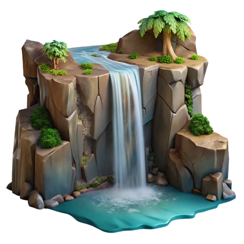vibrant contemporary Hidden Waterfall Cliff Face Sheer Drop Cutout high quality png