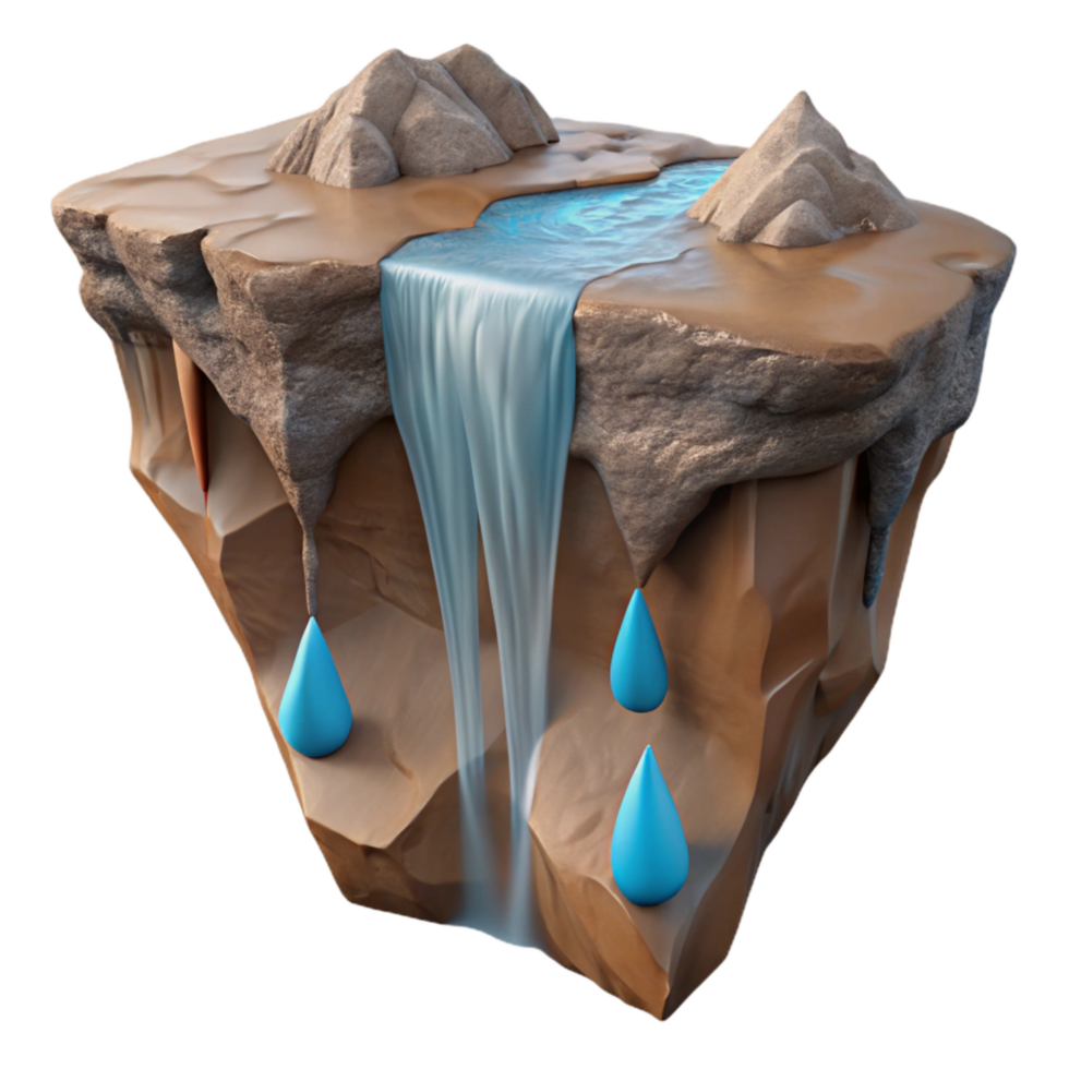 beautiful traditional Hidden Waterfall Cliff Face Sheer Drop Cutout authentic png
