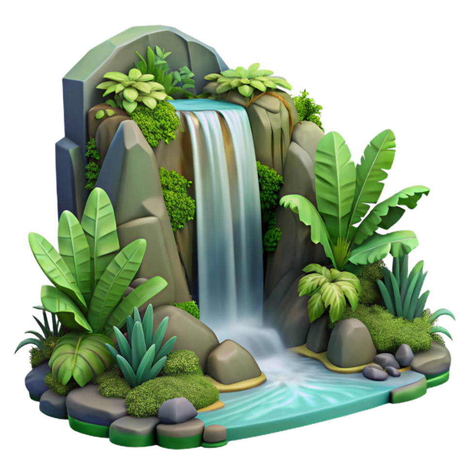 impressive contemporary Hidden Waterfall Jungle Setting Lush Vegetation Cutout authentic png
