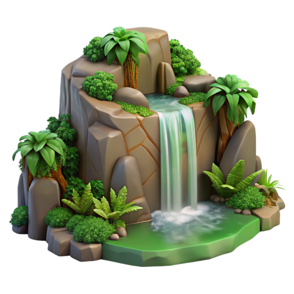 vibrant minimalist Hidden Waterfall Lush Greenery Cutout original png
