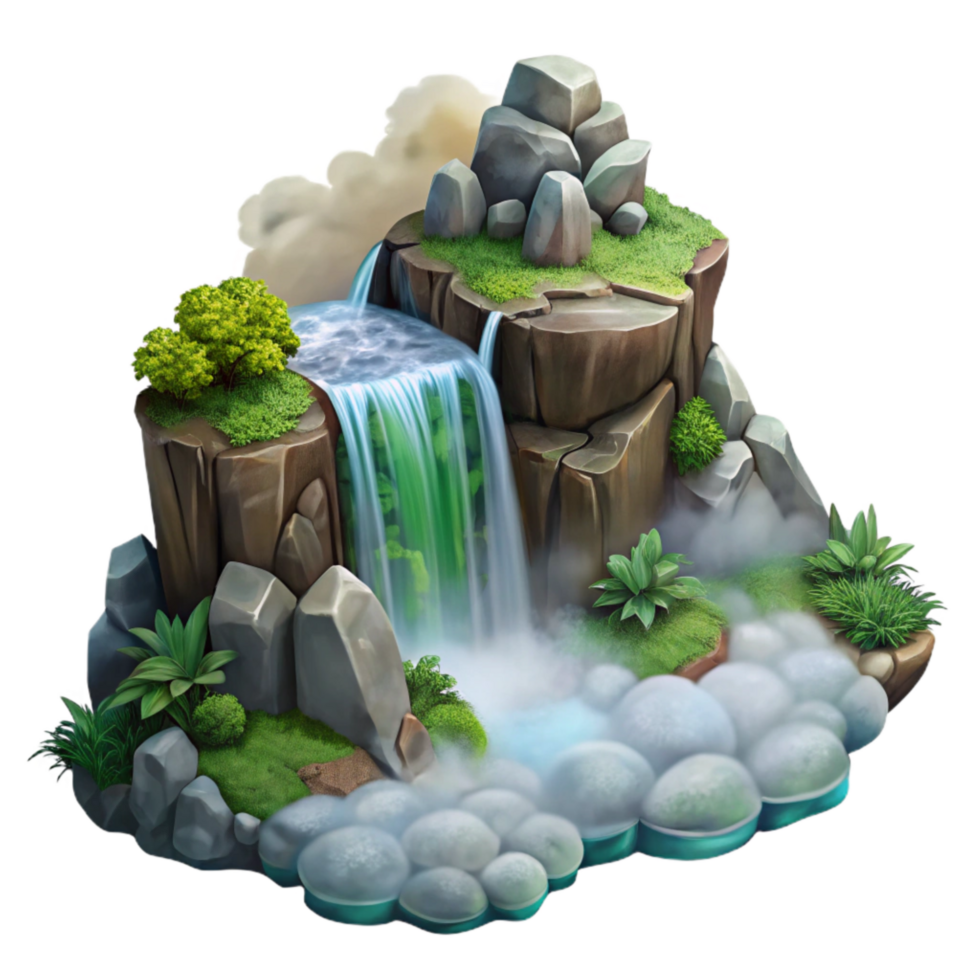 beautiful rustic Hidden Waterfall Mist Rising Cutout premium png