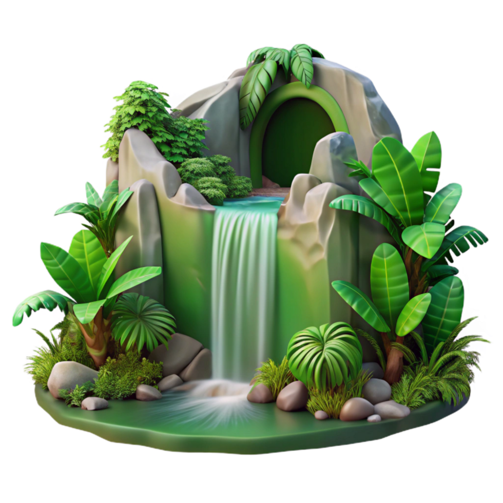extraordinary modern Hidden Waterfall Lush Greenery Cutout original png