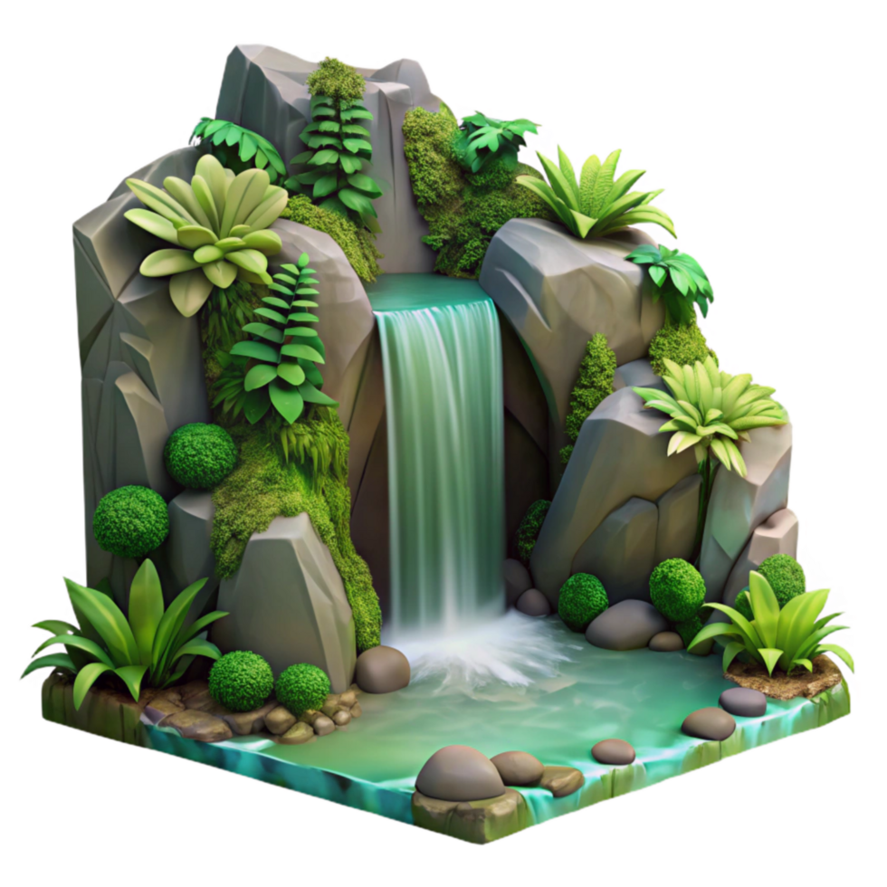 wonderful contemporary Hidden Waterfall Lush Greenery Cutout genuine png