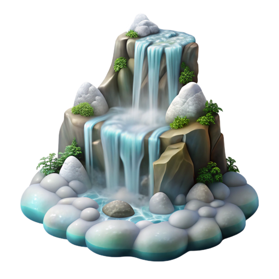 serene abstract Hidden Waterfall Spraying Mist White Water Cutout exclusive png