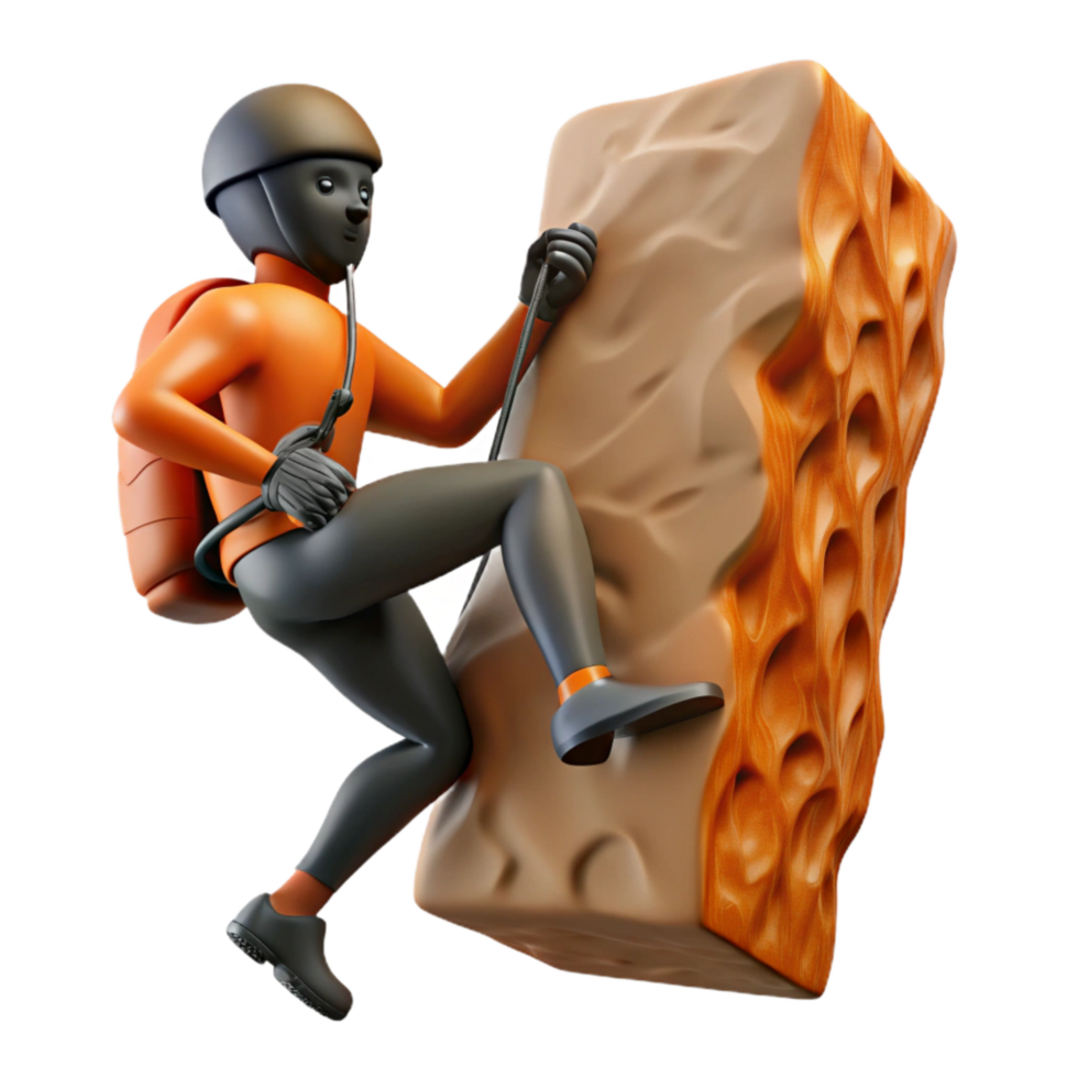 stunning minimalist High Contrast Silhouette of Mountain Climber Transparent png