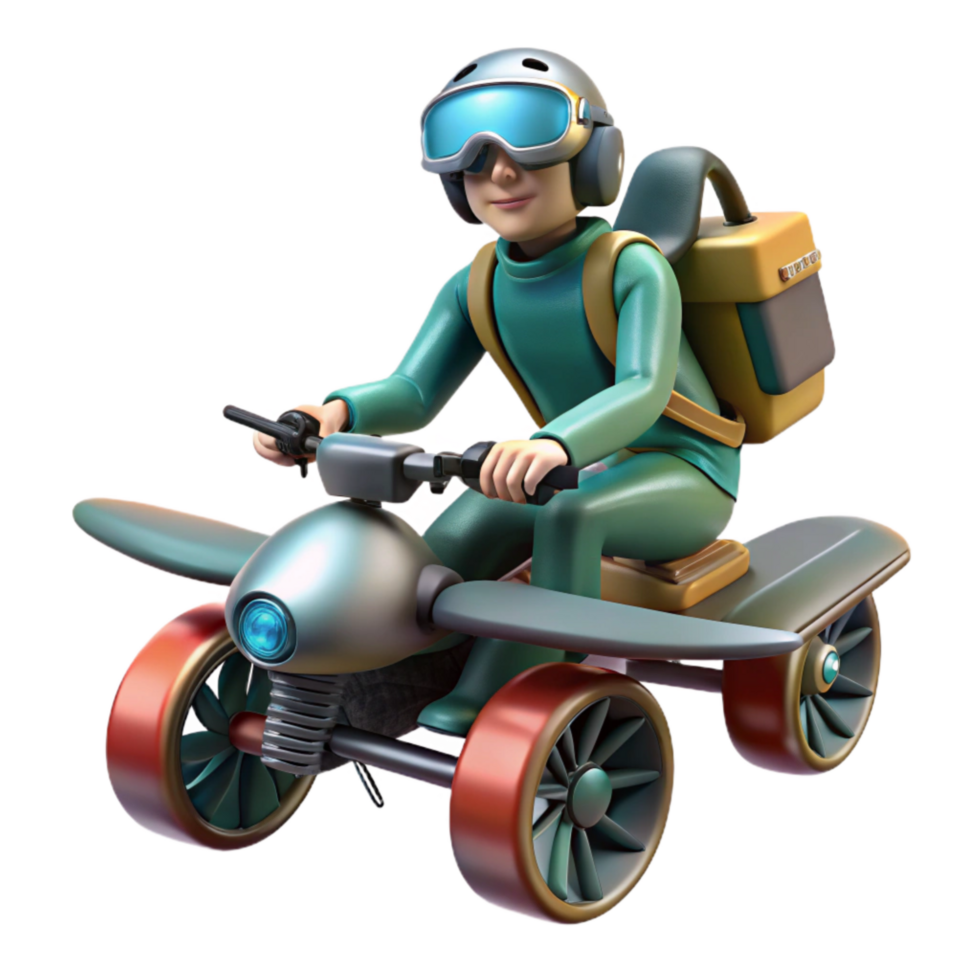 extraordinary abstract High Tech Hoverbike with Rider Cutout premium png