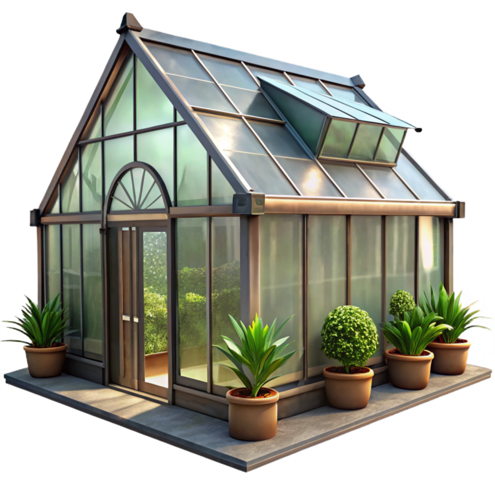 serene minimalist High Tech Greenhouse Exterior Daytime Isolated authentic png