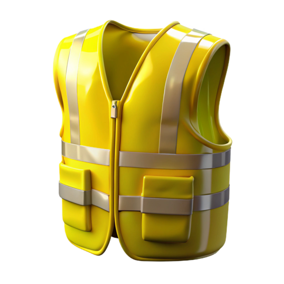 serene traditional High Visibility Vest Yellow with Reflective Stripes Isolated original png