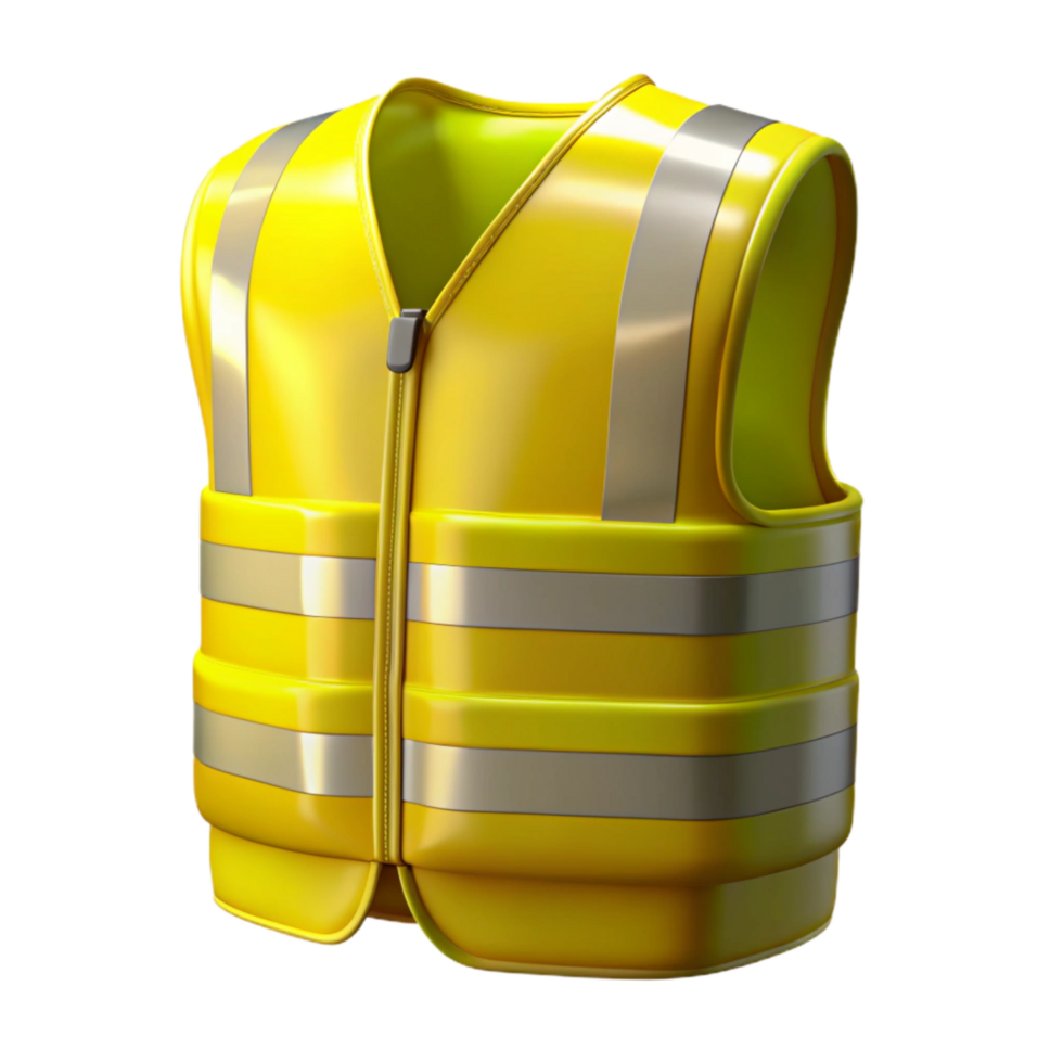 beautiful traditional High Visibility Vest Yellow with Reflective Stripes Isolated authentic png