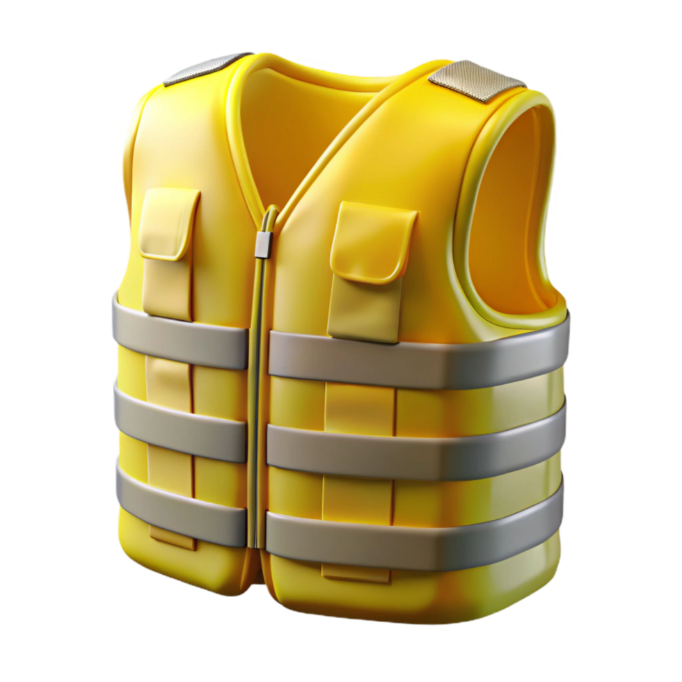 wonderful traditional High Visibility Vest Yellow with Reflective Stripes Isolated high resolution png