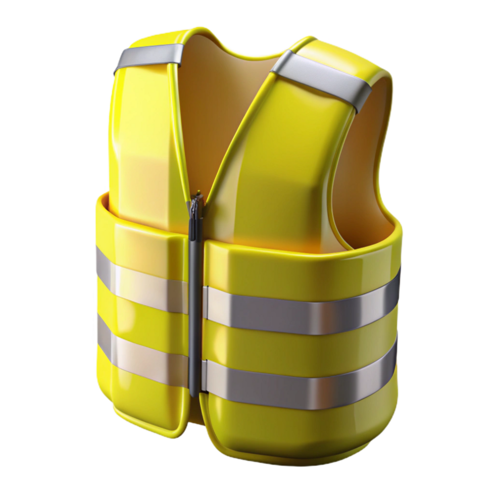 elegant modern High Visibility Vest Yellow with Reflective Stripes Isolated original png